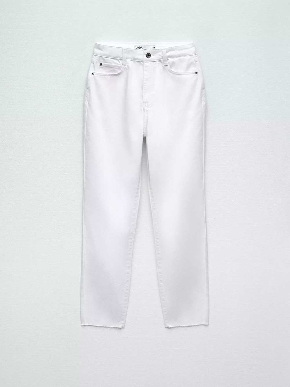 Zara Women's White Mom Fit Jeans